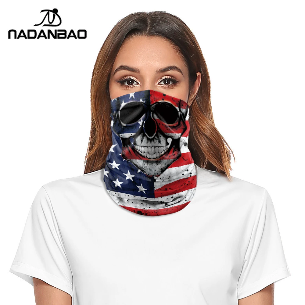 NADANBAO Promotion Buffs Face Shield Multifunctional Bandanas Headwear 3D Skull Polyester Scarf Sports Tube Bandana Outdoor