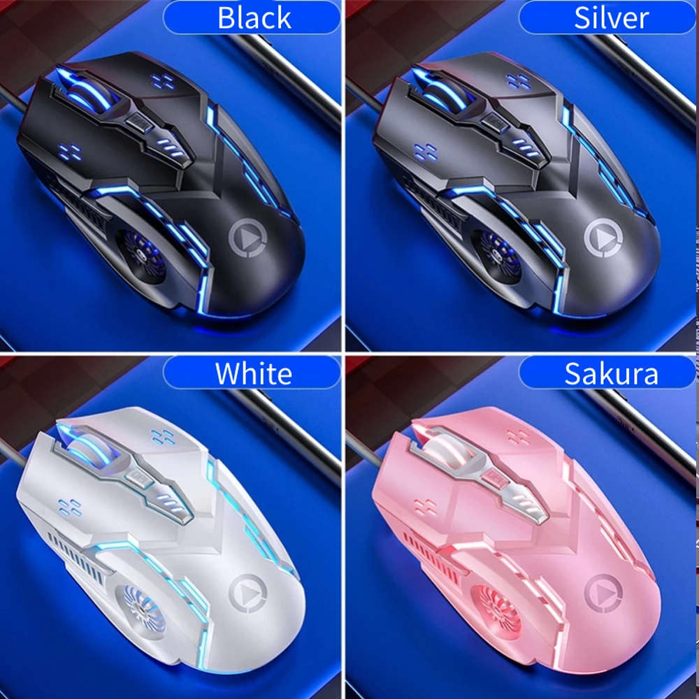 New arrival G5 silent wired 6 buttons colorful game video mechanical gaming mouse Professional Ergonomic with 7 colors 6D