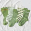New arrived high quality fashion womens socks custom green cozy socks women