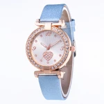 New Casual Crystal Watches Women Heart Clock Leather Band Female Quartz Watch Relogio Feminino Wholesale