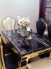 New design hot sale European-Style Gold Dining Table Stainless Steel Marble Dining Table and Chair Combination