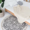 New design living room decor round floor mat digital printing round carpet with fringes