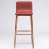 New design pu leather upholstery solid wood bar chair