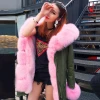 New Fox Fur Parka Jacket Real Fur Crop Coat Woman Parka With Fur