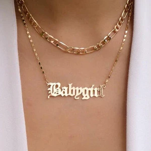 New Jewelry Creative Personality Letter Babygirl Doubal Chain Necklace