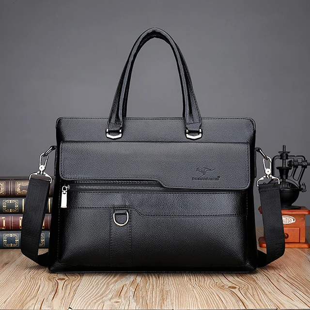 New style briefcase PU leather multi-pocket business casual tide fashion handbag Messenger bag work men&#x27;s bag computer bag