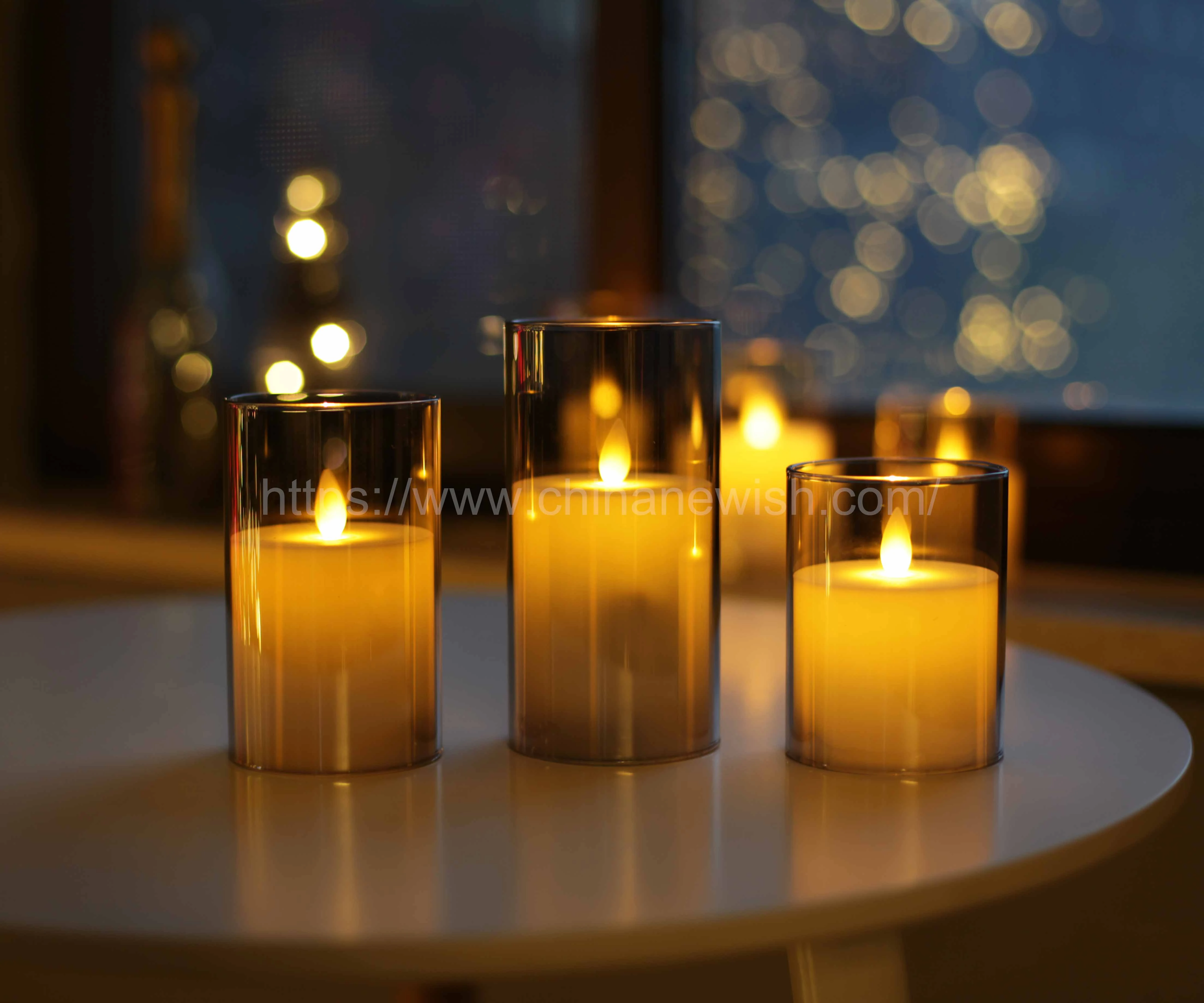 Newish battery operated flame flicking light wax glass tube led candle for church home decor