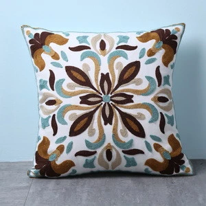 Newly Ethnic Style 100% Cotton Canvas Towel Embroidery Throw Cushion Cover