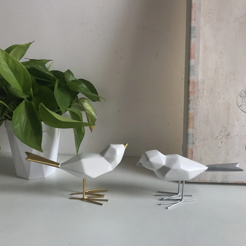 nordic resin geometric marble bird statue crafts home decoration resin abstract bird sculpture