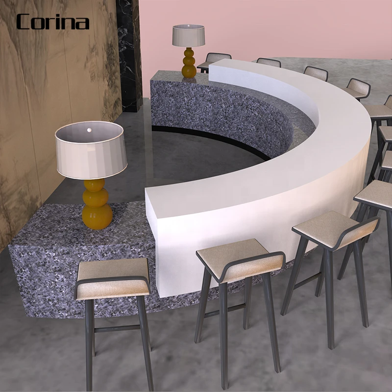 OEM / ODM  custom acrylic solid surface  round nightclub pub wine juice bar service counter bar table set