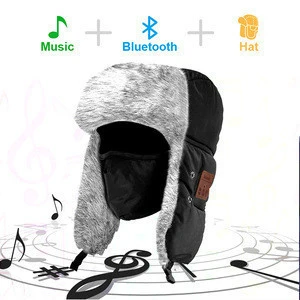 Online Best Quality Mic Gorros Rusos Ushanka speakers Face Mask Ski  Blue tooth headphone music Winter Hat
