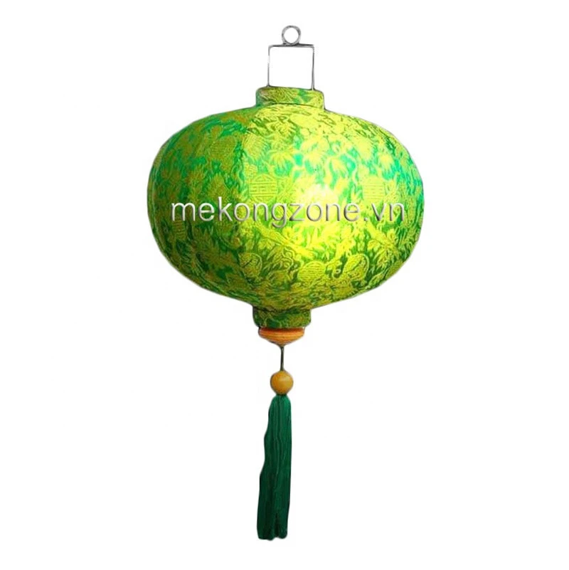 Oriental Silk &amp; Bamboo Handcrafted Lantern, Bamboo round shape Lantern