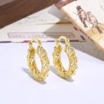 Original retro lace hollow earrings cold style copper-plated 18K gold-protected pigmented hoop earrings