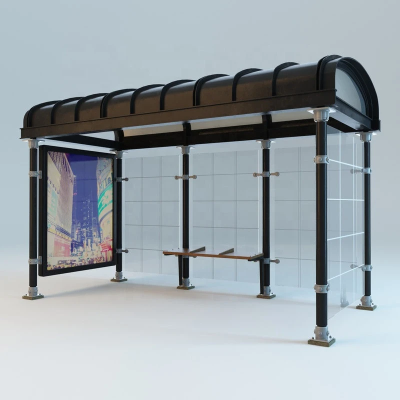 Other Outdoor Furniture Steel Structure Bus Stop Station With Advertising Light Box