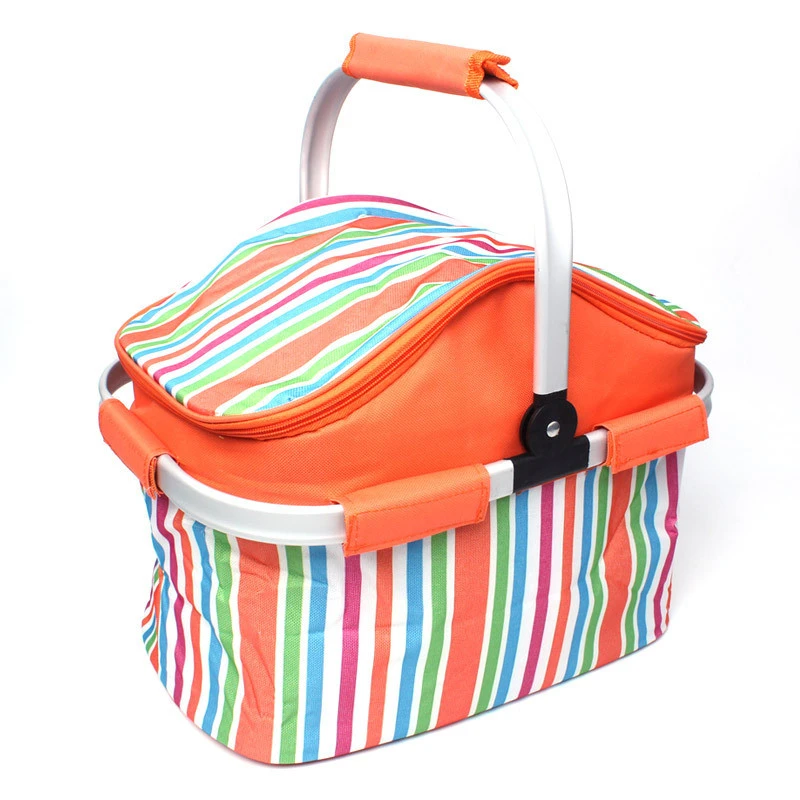 Outdoor Foldable Large Capacity Insulated Cooler Lunch Basket Picnic Bag