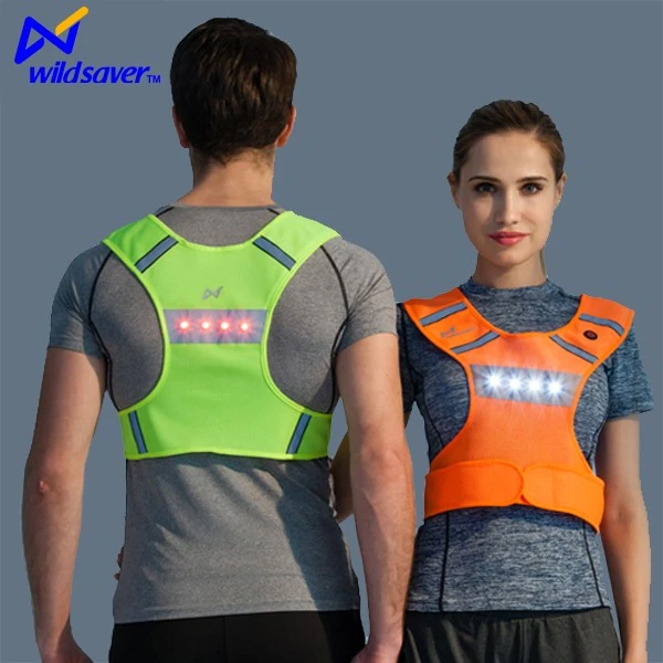 Outdoor high visibility flashing asfety reflective led jogging mesh vest