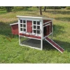 Outdoor large multi-tier chicken coop with wood ramp