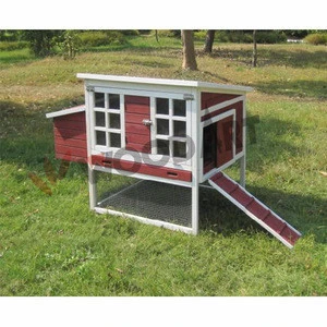 Outdoor large multi-tier chicken coop with wood ramp
