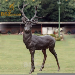 Outdoor Lifelike Garden Cast Deer Bronze Elk Deer Stag Sculpture