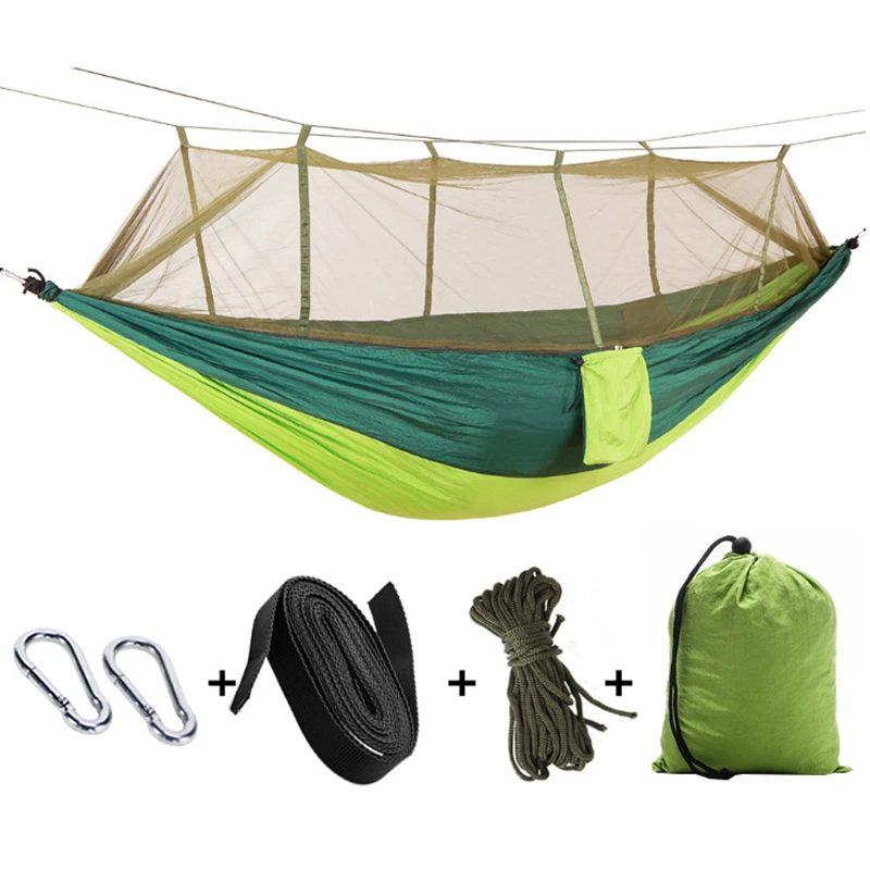 Outdoor Parachute Double Hammock Tent Lightweight Travel Bed Mosquito Net Camping Hammock