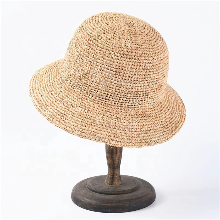 Outdoor Travelling Short Brim Raffia Straw Bucket Hat Girls Summer Beach Sun Hat
