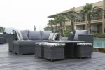 Outdoor Wicker Rattan Garden Furniture L shape Sectional Sofa lounge Modular Rattan Sofa Set