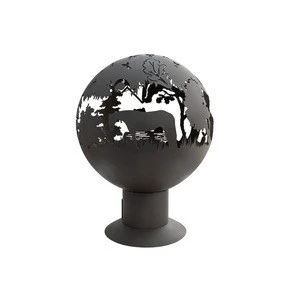 Outdoor wood burning fire pit orb &quot;Hedgehog in the Fog&quot;