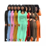 Outfits Ribbed Tank Top And Bottom Women Sets Two Piece + Coat Fall Apparel For Women