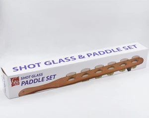 Paddle shot 6 glasses Wooden Shot Glass Tray Drinking Game Cup Holder