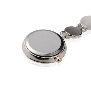 PandaHall  Alloy Heart Nurse Table Pocket Watches with Alloy Enamel Watch Band and Iron Clips DeepSkyBlue(WACH-N007-02C)