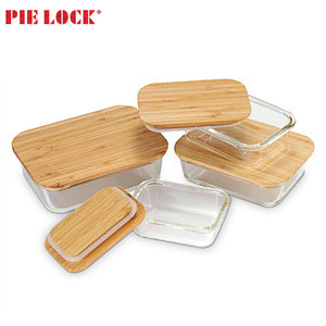 PIE LOCK glass food storage containers bamboo lids