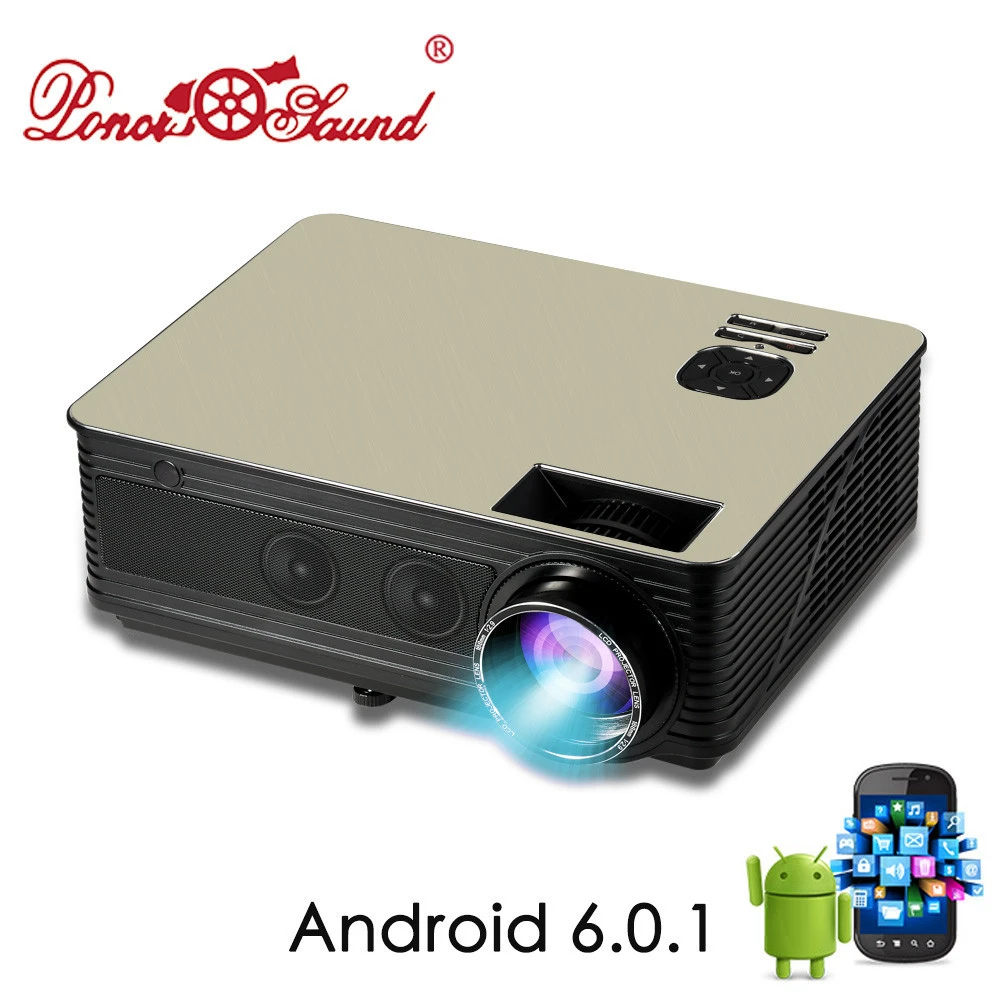 Poner Saund M5 LCD LED Projector 5500 Lumen Built-in Android 6.0 WiFi BT Full HD Projector 1080P HD VGA USB Proyector