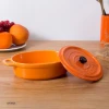 Porcelain baking pans orange color decorative ceramic bakeware with lid