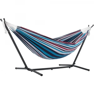 Portable 2 person outdoor camping foldable cotton hammock with stand