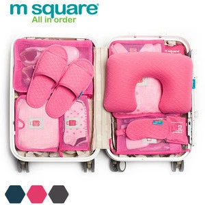 Portable m square eye mask u shape inflatable neck pillow and foldable slippers travel kit