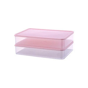 Portable rectangle plastic dumpling storage tray with lid