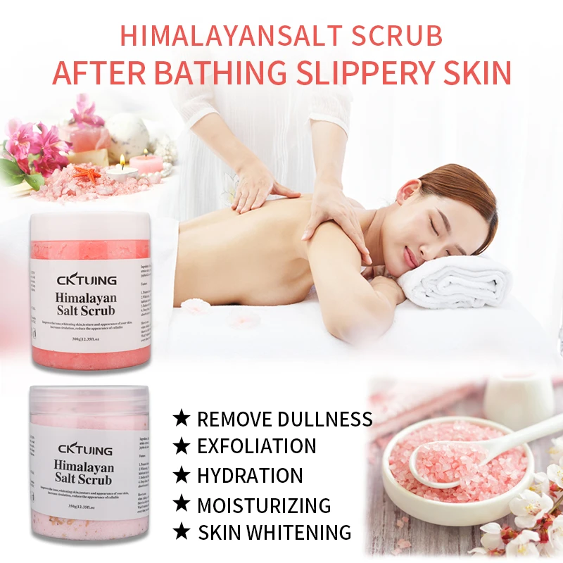 private label natural organic exfoliating cleansing whitening pink body care Himalayan bath salts scrub