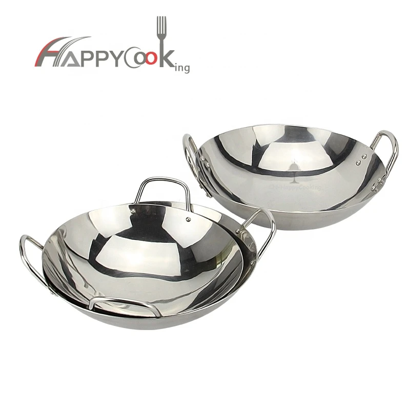 Professional low cost Chinese wok pan, stainless steel woks