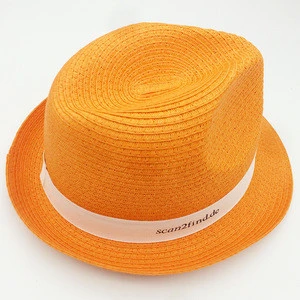 Promotion orange cheap custom fedora hat for men