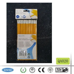 QA020 Round natural wood pencil with white eraser