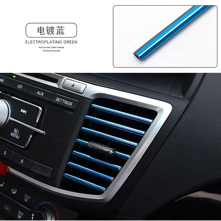 QY 10 Pcs DIY Car Interior Air Conditioner Outlet Vent Grille Chrome Decoration Strip Silvery car styling  Car Accessories