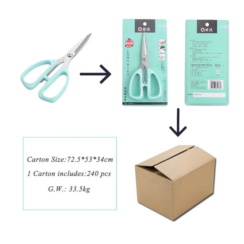 QZQ Top Quality Stainless Steel School Student Cutting Professional Office Scissors