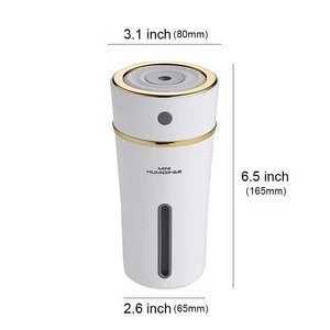Rechargeable 300ml USB Mini Humidifier with Battery, Cute Cup Style Cool Mist Ultrasonic Air Humidifier with Night Lights