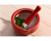 Red Kitchenware Stoneware Mortar and Pestle