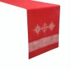Red Polyester Embroidered Christmas Table Runner