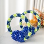 Rena Pet Dental Cleaning Non-Toxic Chew Resistant Strong Durable Cotton Rope with TPR Dog Toy