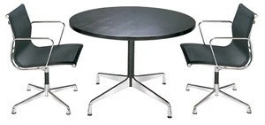Replica aluminium group conference wooden round tables