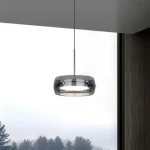 Restaurant LED chandelier modern minimalist circular glass pendant lights bar dining table dining hall indoor lighting fixtures