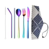 Reusable Metal Straw Spoon Fork Chopsticks Stainless Steel Portable Travel Cutlery Set With Case
