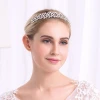 Rhinestone Wedding Hair Crown with Ivory Pearl Vintage Crystal Bridal Tiara Leaf Wedding Hair Jewelry Silver